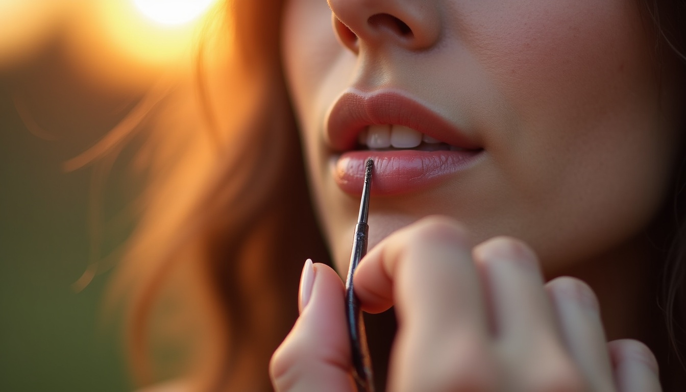 Femeie zâmbind cu buze micropigmentate, arătând un aspect natural și definit.