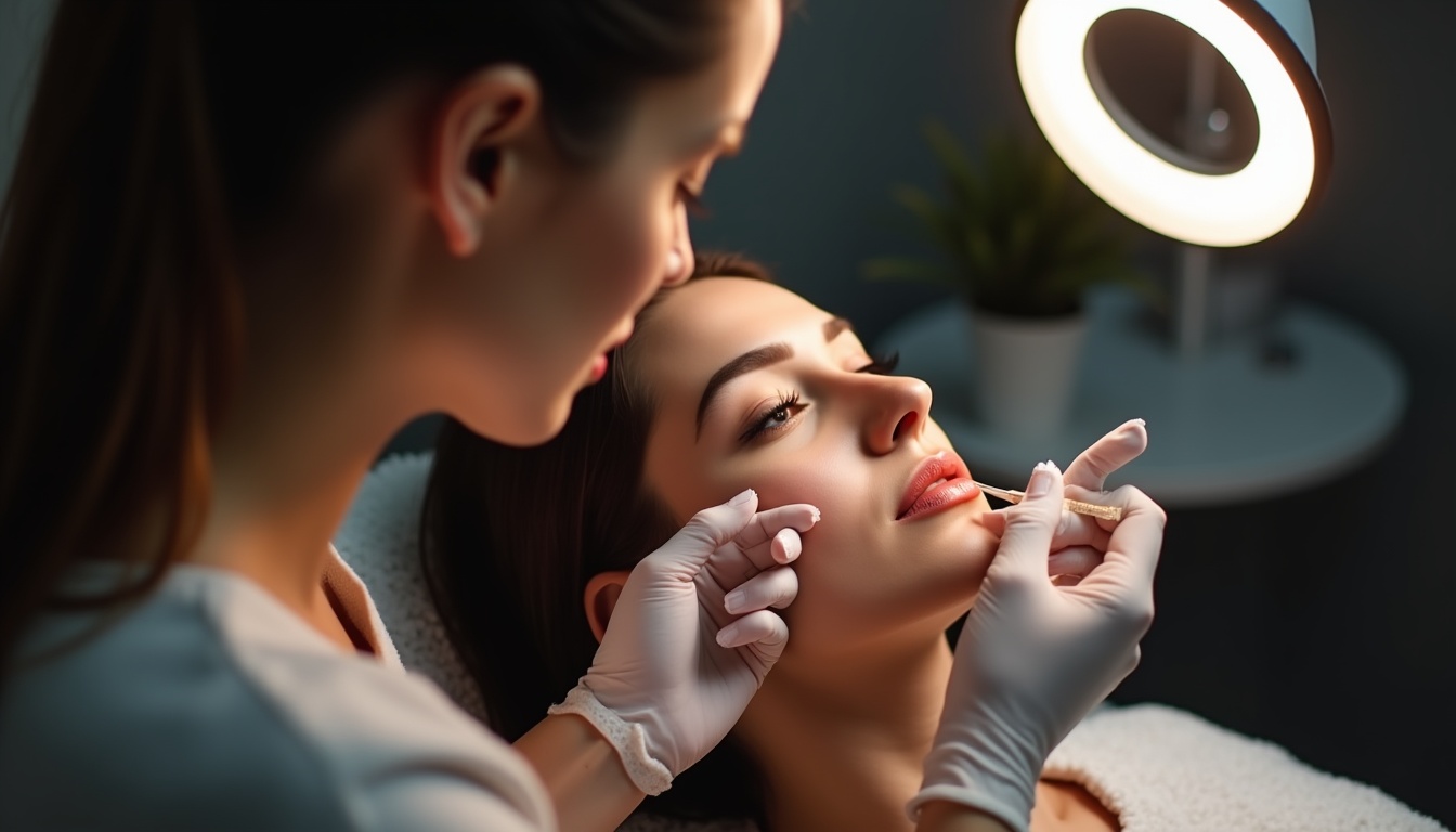 O femeie zâmbind cu buze frumos conturate, ilustrând rezultatul micropigmentării buzelor și evidențiind subiectul