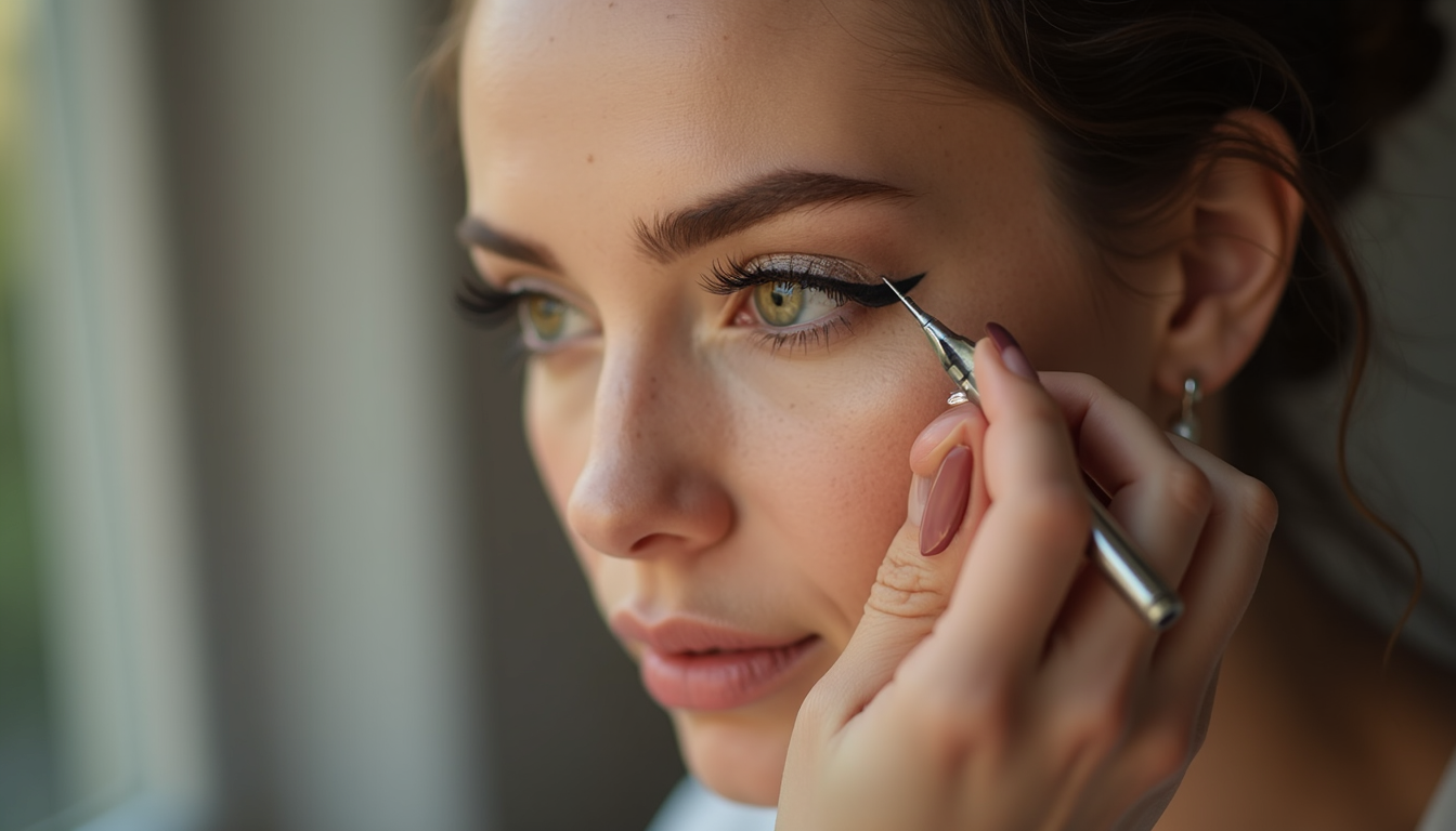 Femeie zâmbitoare cu eyeliner micropigmentat, evidențiind beneficiile micropigmentării.