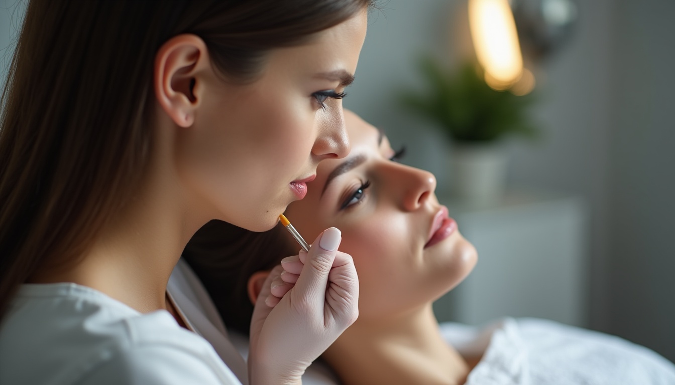Femeie zambind cu sprancene perfecte dupa micropigmentare in Timisoara